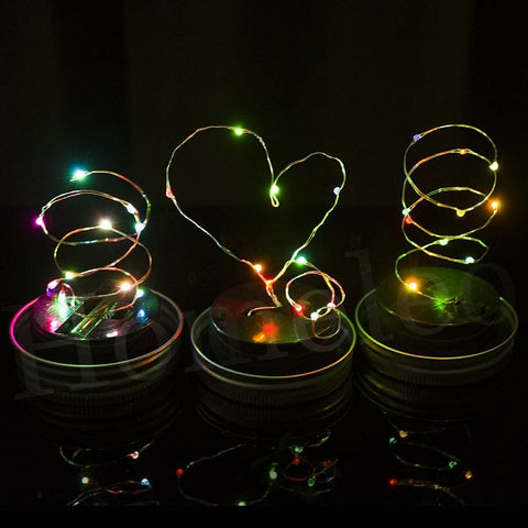 3Pcs/Set Fairy Light Solar Mason Jar Lid Lights