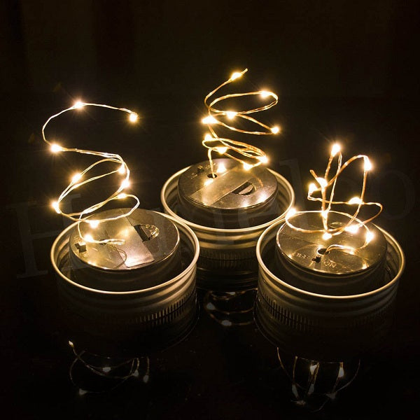 3Pcs/Set Fairy Light Solar Mason Jar Lid Lights